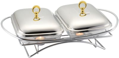 Klausberg 7922 - Dubbele voedselverwarmer - glas - 2 x 1,5 liter - rvs standaard