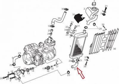Originele koelslang voor Gilera 50 SMT motorfiets 2004 tot 2006 00H03802031 nieuw