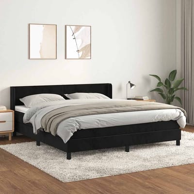 vidaXL - Boxspring - met - matras - fluweel - zwart - 160x200 - cm