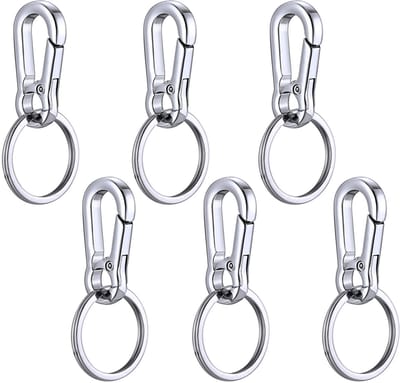 Zwenkhaken Sleutelhanger voor Mannen – Zinklegering, Sterke Sleutelhanger en Portemonnee Accessoire voor Auto, Sleutelringhouder, Zilver