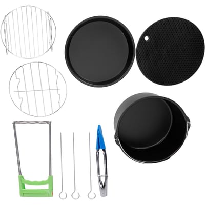 7in Keuken Elektrische Friteuse Accessoire Cakevorm Pizzabord Siliconen Pad Grill Spiesjes Klem L black