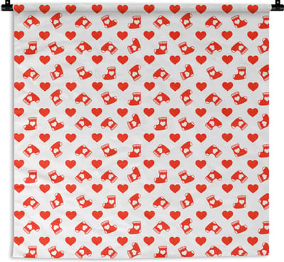 Wandkleed - Wanddoek - Kerst - Patronen - Valentijnsdag - 180x180 cm - Wandtapijt