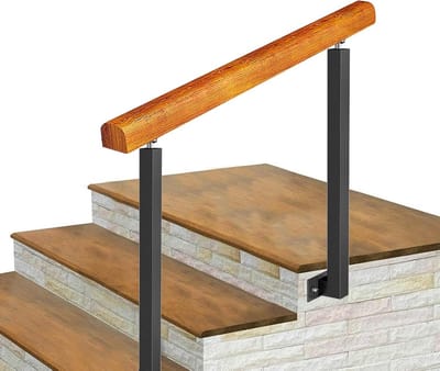 Veiligheidsset Trapleuning - Hekwerk Balustrade - Veilig Lopen - Verstelbare Lengte - Tot 140 cm - Hout en Zwart