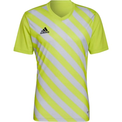 Adidas Entrada 22 Shirt Korte Mouw Heren - Lichtgrijs / Fluogeel | Maat: S