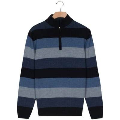 Baileys Trui Lambswool Multistripe Half Zip Navy / male