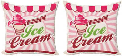 ABAKUHAUS EIS Kussenhoes – 2x40x40 cm – Dubbelzijdig bedrukt – Hot Pink