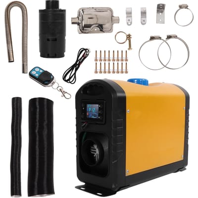 Chauffage d'appoint à air diesel 12V 5KW avec télécommande Faible bruit Chauffage rapide Portable pour voiture Camion Bus Camping-cars orange
