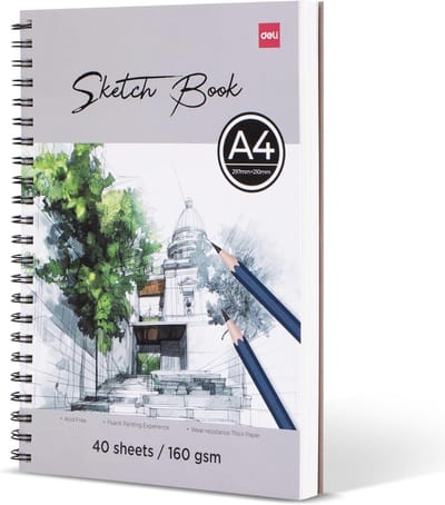 Schetsboek A4, 160 g/m² Papier, 40 Vellen (80 Pagina's) - Ideaal voor Tekenen en Schetsen