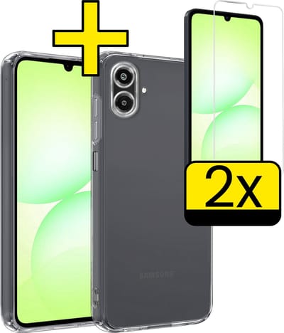 Hoesje - Met 2x Screenprotector - Geschikt voor Samsung Galaxy A07 - Sterk & Shockproof - Back Cover - Siliconen Case - Telefoon Hoes - Telefoonhoesjes - Transparant