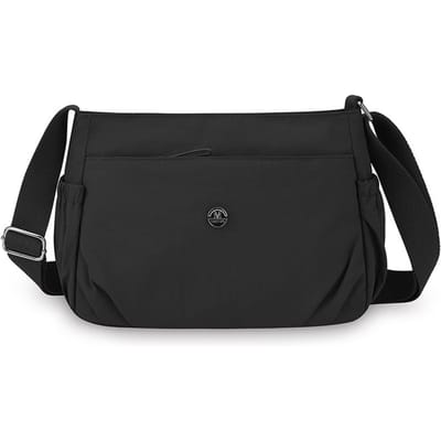 Nieuwe effen kleur geplooide schoudertas, lichtgewicht casual en veelzijdige buitentas, modieuze commuter crossbodytas, A-ZMT black