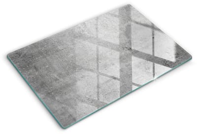 Wallfluent Glazen Snijplanken - Betonnen textuur Snijplanken Glas - 80 cm x 52 cm - Grijs Snijplanken van Glas - Glazen Serveerplank - Decoratieve Glazen Snijplank - Glazen Snijplank met Antislip