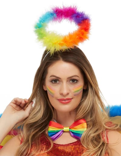 Smiffys - Rainbow Angel Halo Kostuum Haarband - Regenboog
