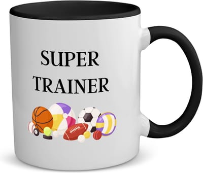 Akyol - super trainer koffiemok - theemok - zwart - Sport - coach - balsport - trainer - geschenk - verjaardag - love gift - 350 ML inhoud