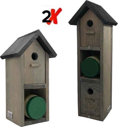 GARDEN SPIRIT - 2x Vogelvoederhuisje - Pindakaaspothouder met pindakaas