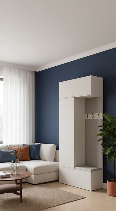 HAGA Deluxe Modulaire Garderobekast met Zitbank – Flur Schuif- en Jackenschrank – 238 cm Hoog, 100 cm Breed, 35 cm Diep – Moderne Kasjmier Kleerkast voor Schoenen, Jassen en Accessoires House&Garden