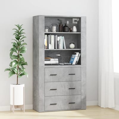 vidaXL - Hoge - kast - bewerkt - hout - betongrijs