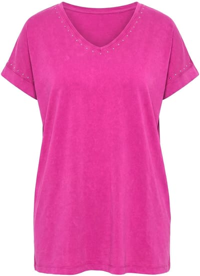 Angel of Style - Dames - T-shirt comfort fit sierstuds - Licht heide - Maat 44