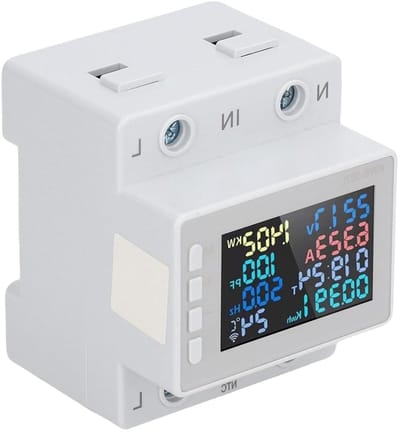 Elektriciteitsmeter - Spanningsstroommeter Energiemeter - Energieverbruik Bijhouden - Kleuren-LCD Scherm - 63A - Wit