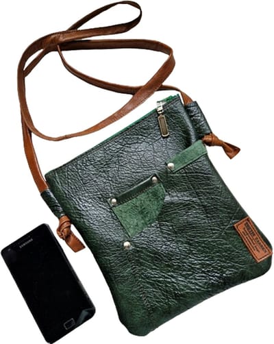 Toetie & Zo - Handgemaakte Festival tas Leer - Groen - Schoudertas - Crossbodytas - Slingbag - 20bx24hx3d