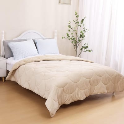 Velvet Sherpa Comfort Dekbed - 140x200 cm - Sand - All Year