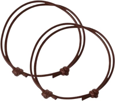 2 armbanden- Bruin- Schuif- 1.5 mm- Leatherlook- 18-28 cm - Charme Bijoux