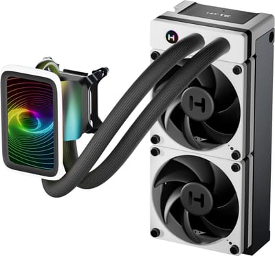 HYTE Thicc Q60 - Vloeistof-koelsysteem processor - afmeting radiator: 240 mm - voor Intel LGA: 1700, 1200, 115x, 2011, 2066 - AMD AM5, AM4, TR4 - 2x THICC FP12 FDB Fans - zwart