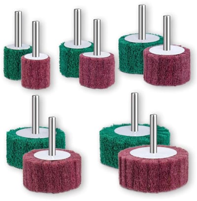 10-delige slijpkop set voor diverse materialen - lamellenslijpers - lamellenschijven - met 1/4 handvat - polijstengevormd-design