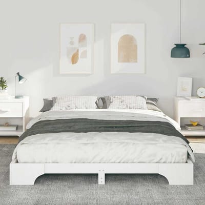 vidaXL - Bedframe - Wit - 160 - x - 220 - cm - Massief - grenenhout