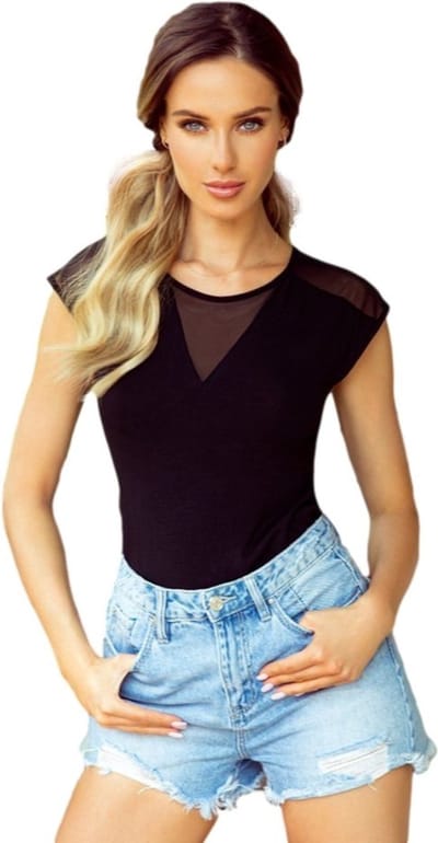 Eldar Alessia- katoen blouse met korte mouwen-zwart XL