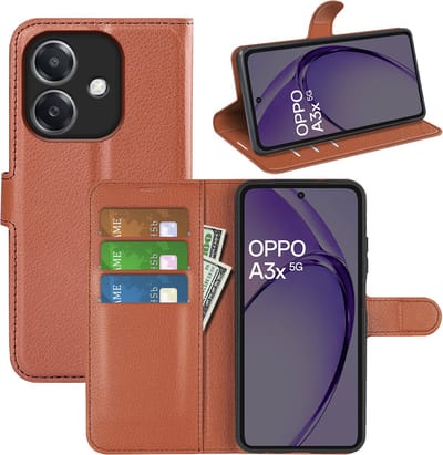 MobyDefend Hoesje - Geschikt voor Oppo A60 5G / A40 / A40m - Kunstleren Wallet Book Case (Sluiting Voorkant) - Bruin