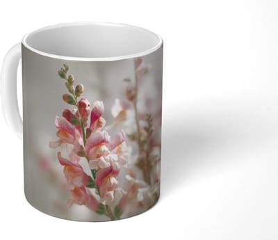 Mok - Koffiemok - Bloem - Leeuwenbek - Roze - Stengel - Mokken - 350 ML - Beker - Koffiemokken - Theemok