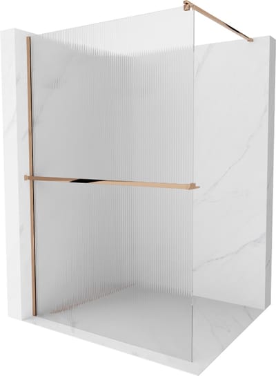 Mexen Kioto+ douchewand met plank Walk-in 70 x 200 , strepen, roze goud - 800-070-121-60-09