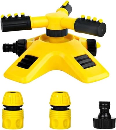 Gazonsproeier Set - Waterverspreider Tuin - Gazon Bewateren - 360 Graden Dekking - 4 Delige Set - Geel