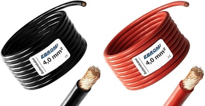 Batterijkabel - Voedingskabel Massakabel - Voertuigen en Energie - 99.9% OFC Koper - 4mm2 2 meter - Rood Zwart