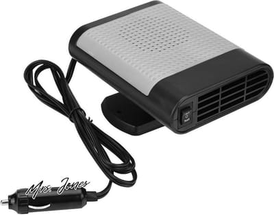 Mrs. Jones Interieurverwarming autoventilatorkachel verwarming ontdooier 12 V draagbare elektrische ruitverwarming droger voorruit-ontdooier (zwartgrijs) .