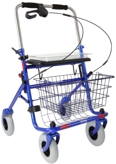 Premis - Provo Rollator - Eenzijdig geremd - Duwbeugel - Met één hand te bedienen - Rechtshandig - Metallic Blauw