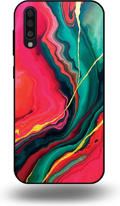 Smartphonica Telefoonhoesje Geschikt voor Samsung Galaxy A70 met Rood Groen Marmer Opdruk - TPU Backcover Case Red Green Marble Design geschikt voor Samsung Galaxy A70