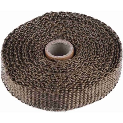 5m Auto Isolatietape Uitlaat Hitte Wrap met 4 RVS Kabelbinders Bruin wit