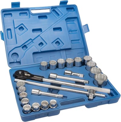 22-Delige Professionele 3/4 Inch Metrische Dopsleutelset CV-Staal & Ratel
