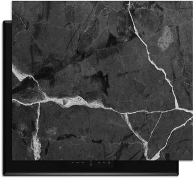 KitchenArt - Black Marble – Inductie Beschermer - 52x35 cm - Kookplaat Beschermer - Luxe Afdekplaat Inductieplaat - Anti-slip & Oprolbaar - Beschermmat Inductiekookplaat