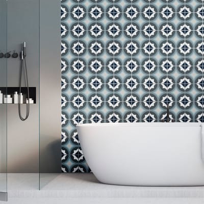 Zelfklevende tegelwandstickers voor keuken en badkamer - 30 cementtegelstickers, AZULEJOS FABIANA-stijl - 30 stickers, 15x15 cm