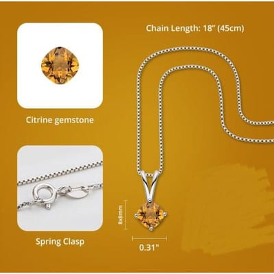 Argent Sterling S925 8 *8mm Pendentif Citrine Scintillant Dames Pierre Améthyste Naturelle Pendentifs Colliers Pour Femmes Bijoux de Mariée white