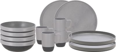 Travellife Vita Camping Serviesset Grijs 12-delig - Keramiek look - Stevig en krasbestendig melamine