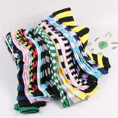 Dailygoods- Kniekousen Dames - Gestreepte Overknee Kousen - Lange Kousen - Hoge Sokken - Polyestervezel - Comfortabel en Zacht - Dijsokken