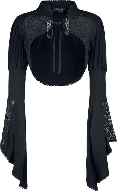Dames Bolero Zwart Kant met Trompetmouwen - Gothic Stijl