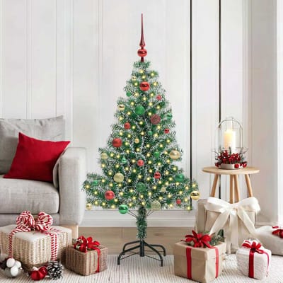 vidaXL - Kunstkerstboom - Sneeuw - Gevlokt - met - LED - Licht - Groen - en - Wit - 150 - cm