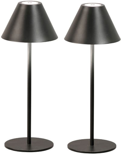 LED tafellamp met touchdimmer buitenlamp terraslamp tuinlamp balkonlamp zwart lamp op batterijen, 2 hoogtes selecteerbaar, 2W 190lm warm wit, DxH 14 x 36 cm, set van 2