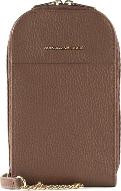 MANDARINA DUCK Leren Telefoontasje Schoudertas Mellow Leather Phone Crossbody Bag Balsamic Bruine