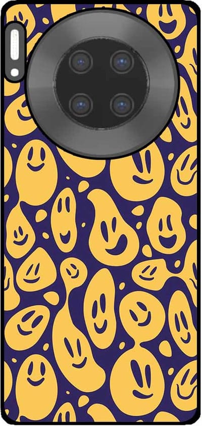 Smartphonica Telefoonhoesje Geschikt voor Huawei Mate 30 Pro met smiley opdruk - TPU backcover case emoji design - Paars Geel geschikt voor Huawei Mate 30 Pro
