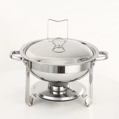 Roestvrijstalen komfoor ronde Chafer buffet catering warmer set met voedselpan en waterpan, deksel, massieve